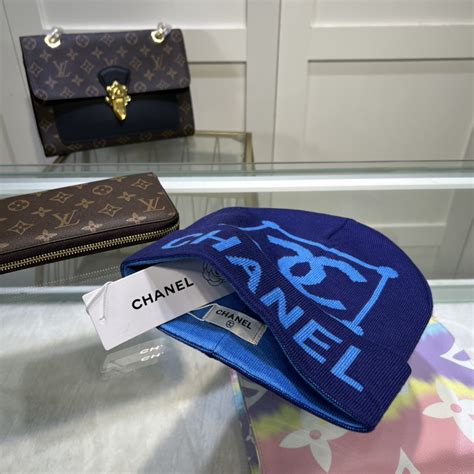 chanel beanie blue|Chanel headwear.